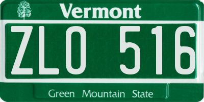 VT license plate ZLO516