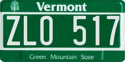 VT license plate ZLO517