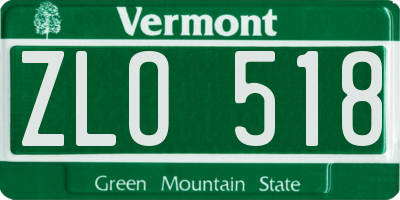 VT license plate ZLO518