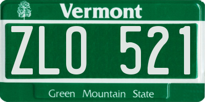 VT license plate ZLO521