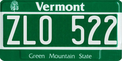 VT license plate ZLO522