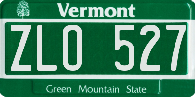 VT license plate ZLO527