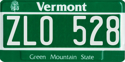 VT license plate ZLO528