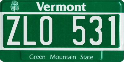VT license plate ZLO531