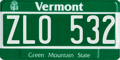 VT license plate ZLO532