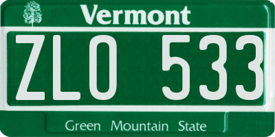 VT license plate ZLO533