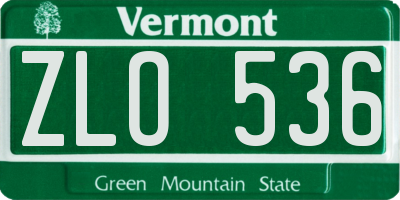 VT license plate ZLO536