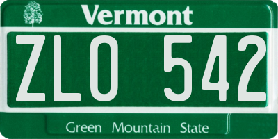 VT license plate ZLO542