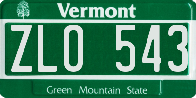 VT license plate ZLO543