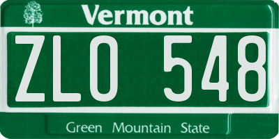 VT license plate ZLO548