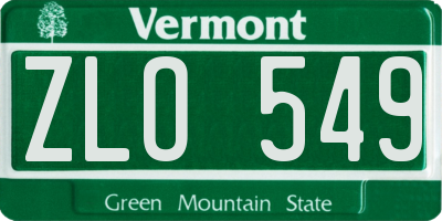 VT license plate ZLO549