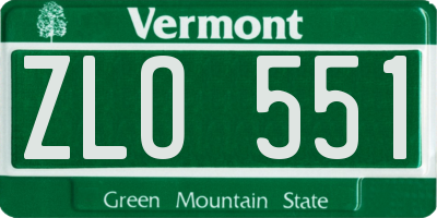 VT license plate ZLO551