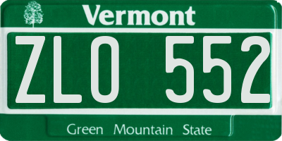 VT license plate ZLO552