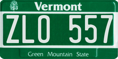 VT license plate ZLO557