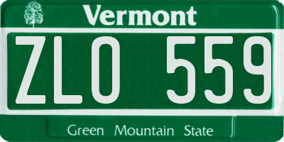 VT license plate ZLO559