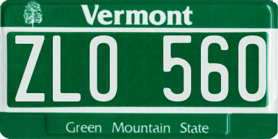 VT license plate ZLO560