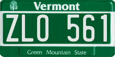 VT license plate ZLO561