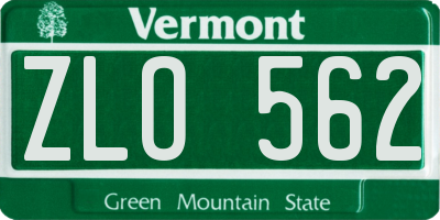 VT license plate ZLO562