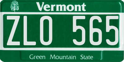 VT license plate ZLO565