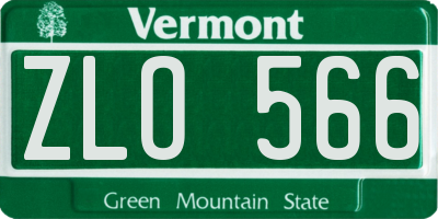 VT license plate ZLO566