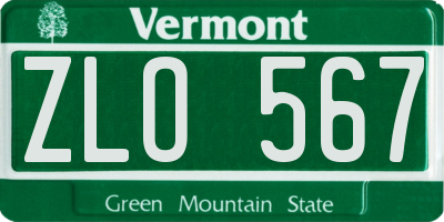 VT license plate ZLO567