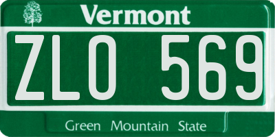 VT license plate ZLO569
