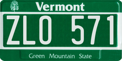 VT license plate ZLO571