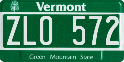 VT license plate ZLO572