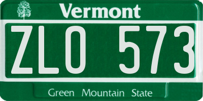 VT license plate ZLO573