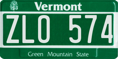 VT license plate ZLO574