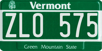 VT license plate ZLO575