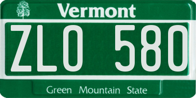 VT license plate ZLO580