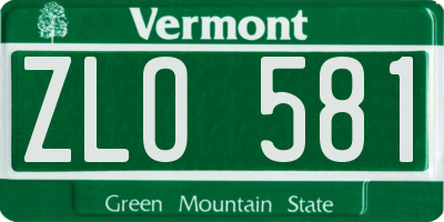 VT license plate ZLO581