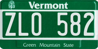 VT license plate ZLO582