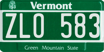 VT license plate ZLO583