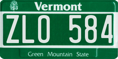 VT license plate ZLO584