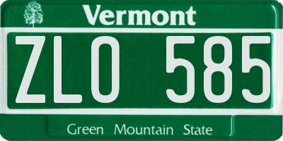 VT license plate ZLO585