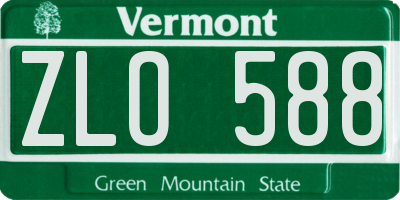 VT license plate ZLO588