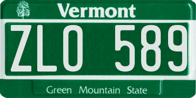 VT license plate ZLO589