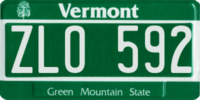 VT license plate ZLO592
