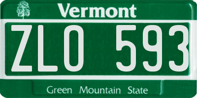 VT license plate ZLO593