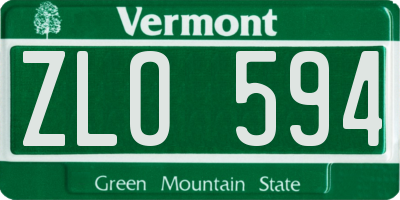 VT license plate ZLO594