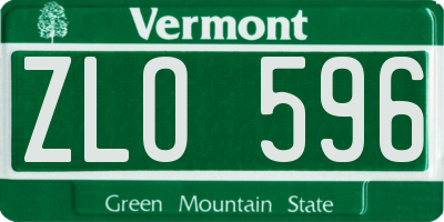VT license plate ZLO596