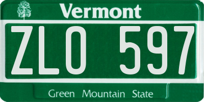 VT license plate ZLO597