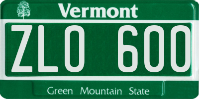 VT license plate ZLO600