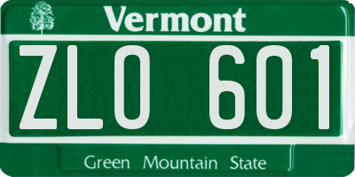 VT license plate ZLO601