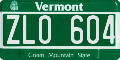VT license plate ZLO604