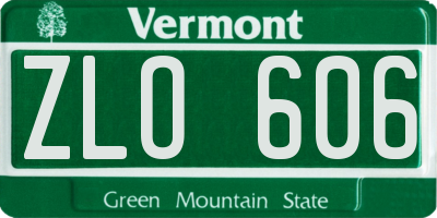VT license plate ZLO606