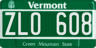 VT license plate ZLO608