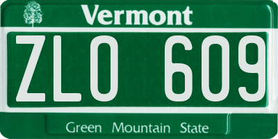 VT license plate ZLO609